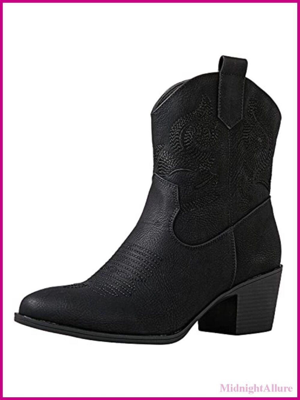 Faux Leather Ankle Cowboy Boots Western Style